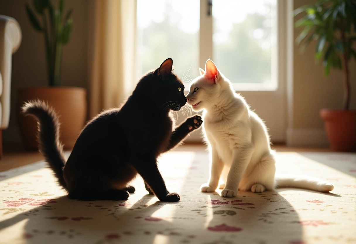 chats blancs noirs